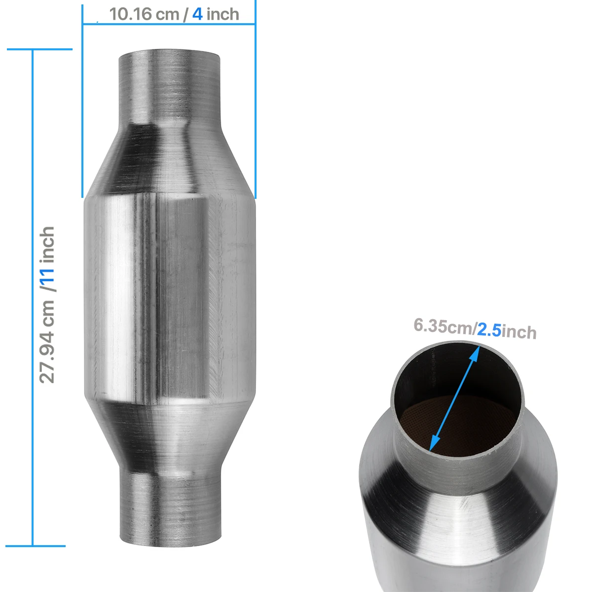 2,5 Zoll In/Out Katalysator Universal High Flow Schalldämpfer aus Edelstahl