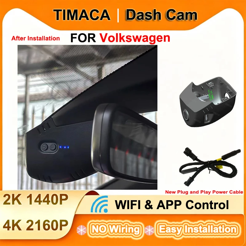 TIMACAM for 2021 2022 2023 Volkswagen Lamando L Dash Cam Front Rear Camera DVR 2K 4K Wifi Plug and Play Video Recorder DashCam