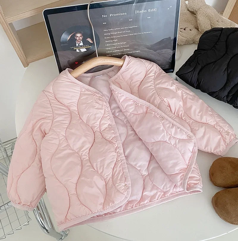 2-7 Jahre Winter Kinder Wattierte Jacke V-Ausschnitt Druckknopf Einfarbiger Mantel für Jungen Mädchen Warme Kinder Oberbekleidung Alltag – Detail 10