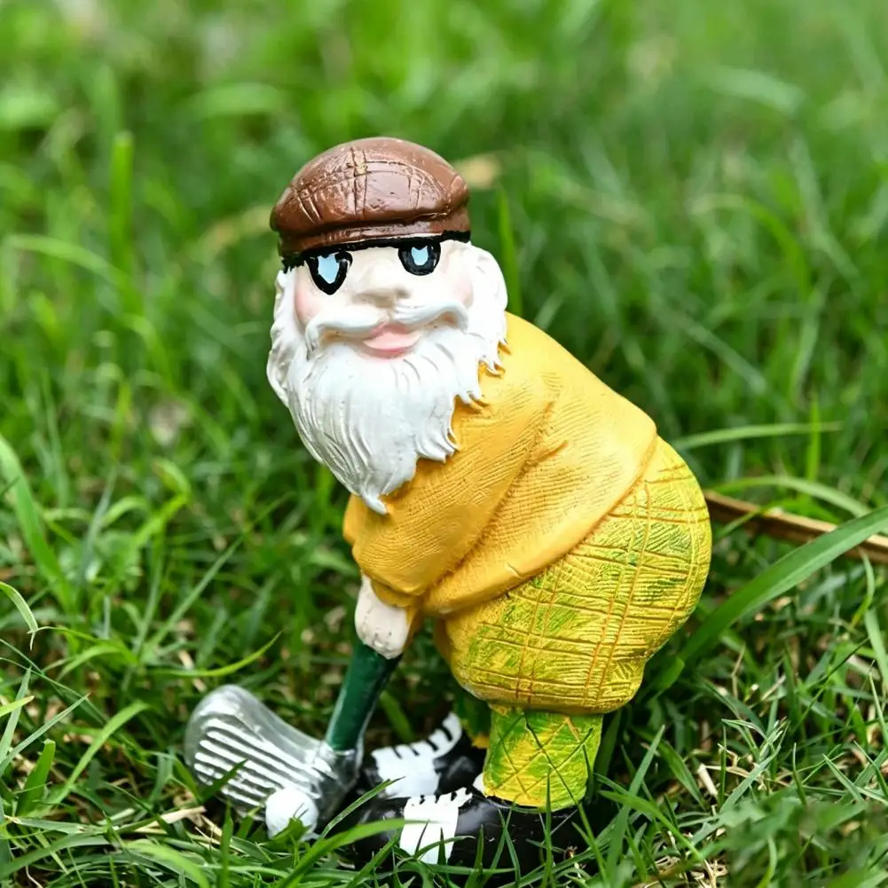 Resin Golf Gnome Sculpture Dwarf Art Statues Waterproof Home Garden Patio Yard Accessory Ornament Garden Supplies Decoration