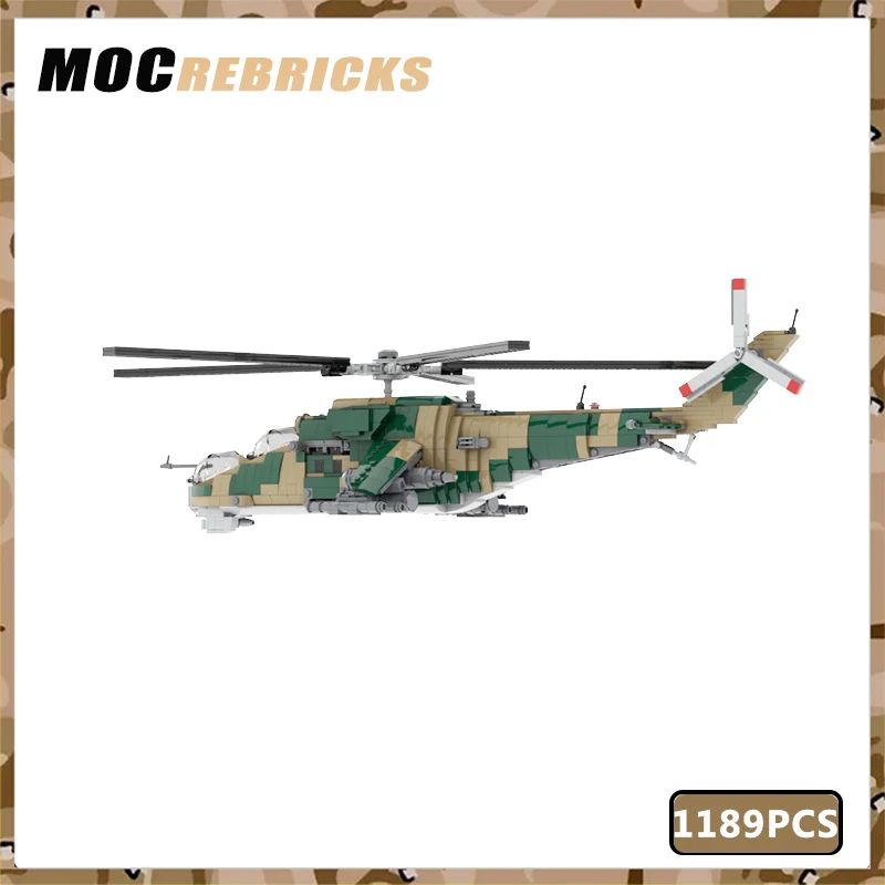 MOC Building Block Kid Education Toys Model Fighter Loadable role Mi-24 Armed Assembly Bricks Kit Modern Military Fighter