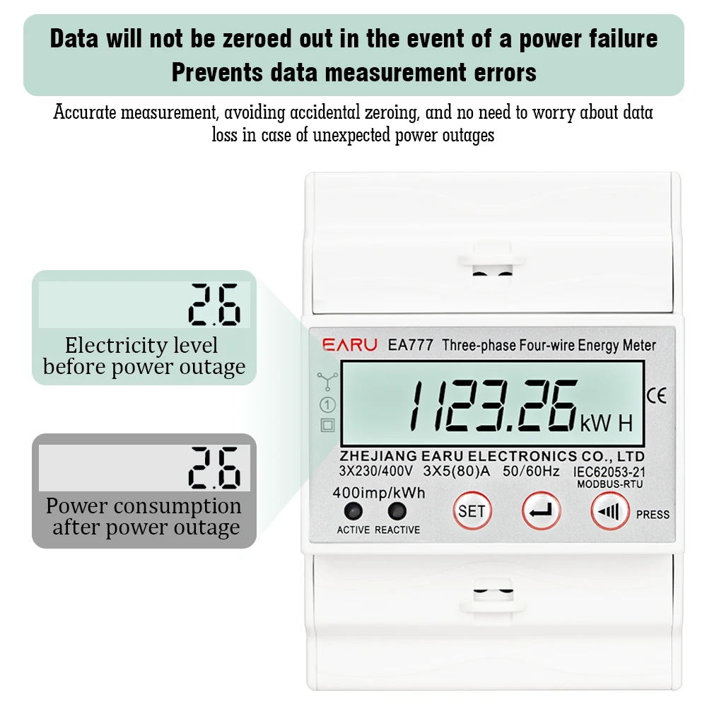 EARU Dreiphasiger Digitaler Bidirektionaler Stromverbrauchsmesser kWh Elektrizitätsenergie-Monitor mit RS485 LCD-Hintergrundbeleuchtung – Detail 11
