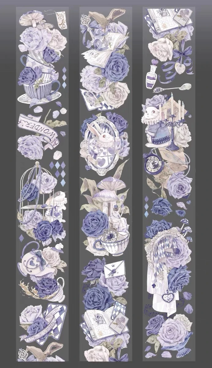 2 تصاميم الوردي الأرجواني الأزهار لامعة الحيوانات الأليفة الشريط اشي ملصقات مجلة الكولاج الديكور