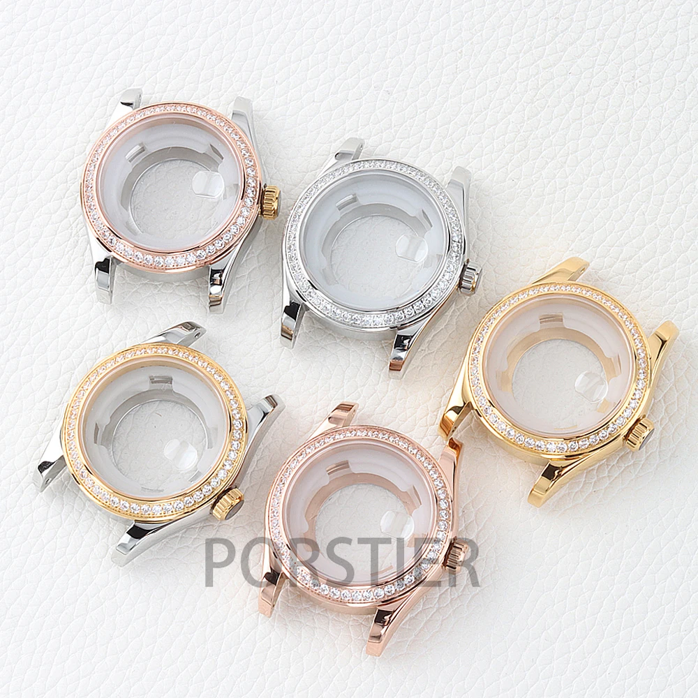 

Корпус часов 33 мм с сапфировым стеклом для автоматического механизма DATEJUST NH05/NH06, ремешок из нержавеющей стали, водонепроницаемый, с бриллиантами, женский корпус для часов