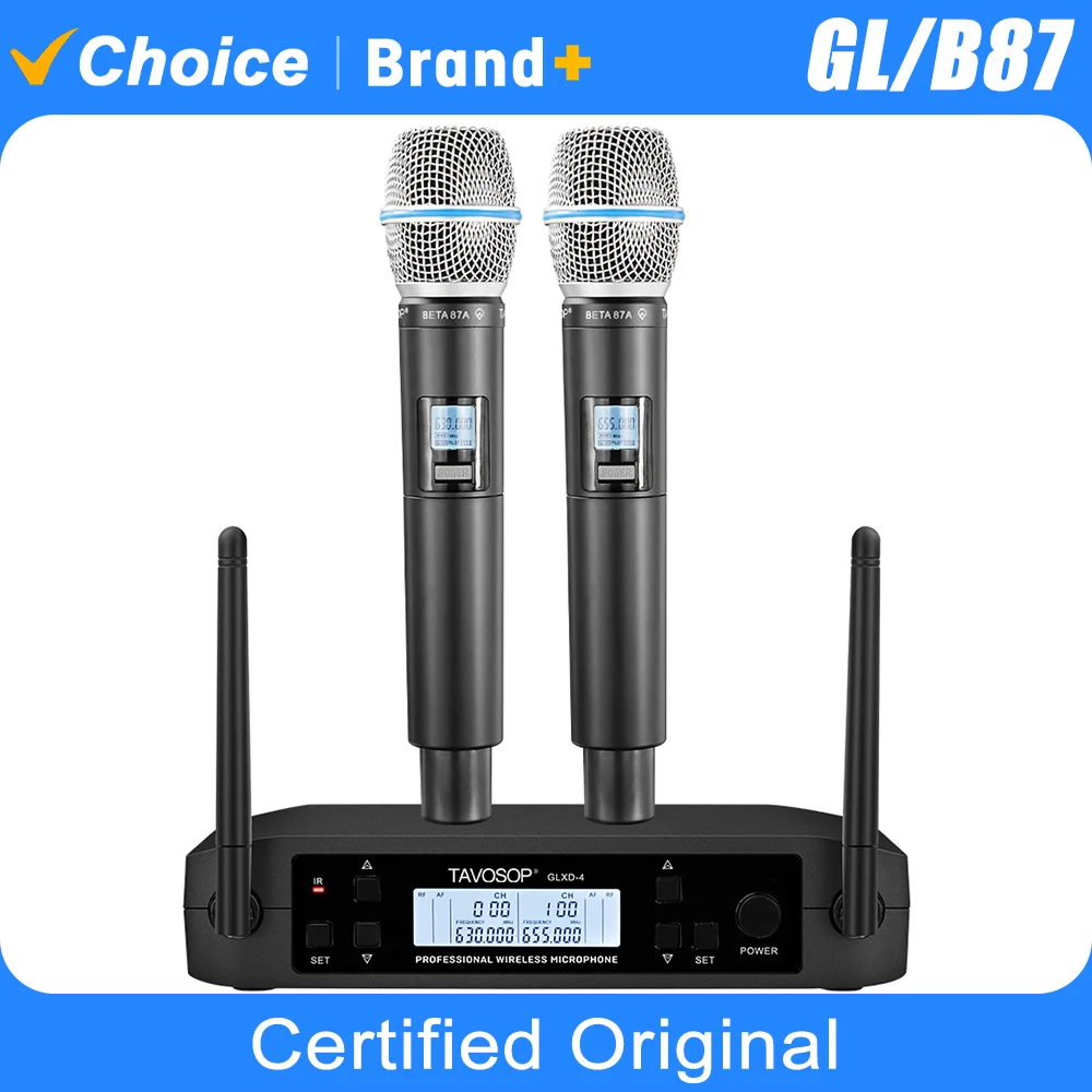 TAVOSOP GLXD4 B87 Professional Wireless Microphone UHF System Handheld Mic For Stage Speech Wedding Show Band Home Party Church