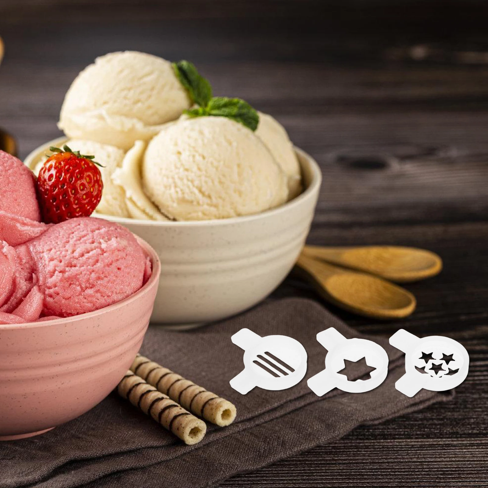 

3pcs Ice Cream Machine Nozzle Attachments Reusable Cookie Tips Shaping Tools Efficient Dispensing Smooth Flow Easy Clean