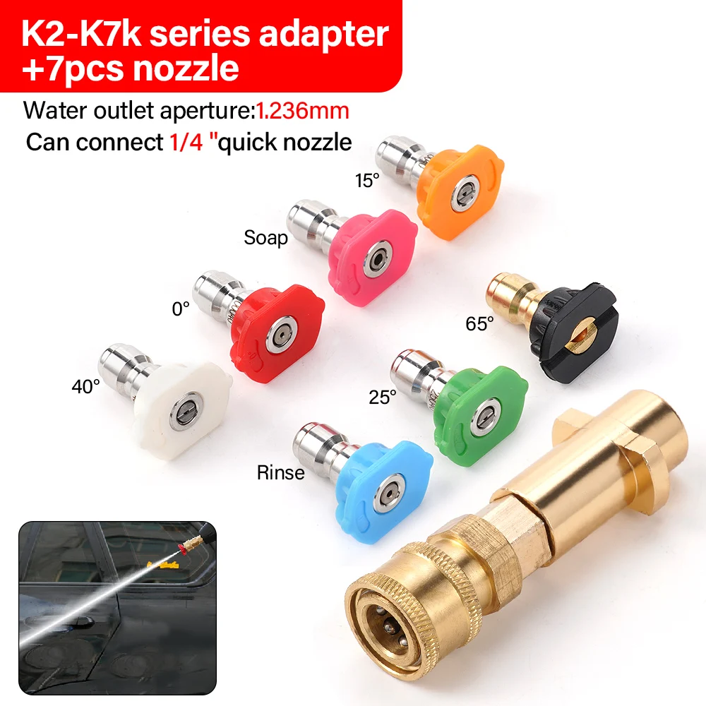 large round head copper aluminum high pressure water gun 08-Kach K series connector nozzle set K2-K7k for foam pot accessories