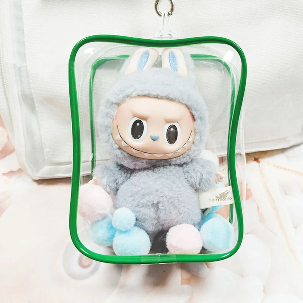 Transparent Mystery Box Storage Case Anime Ornaments Mystery Box Organizer Box Square Plush Dolls Display Bag With Keychain