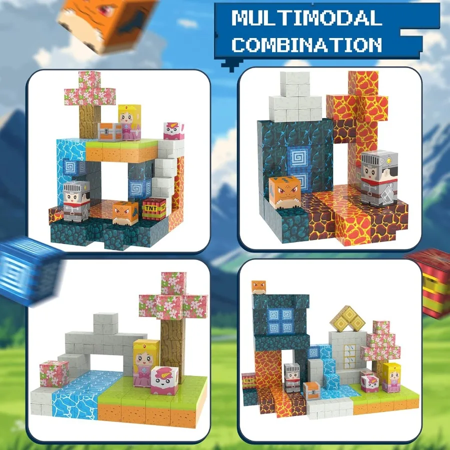 磁気ビルディングブロック - 150個 ビルドマイマグネットワールド マジックポータルセット 磁気ビルディングブロック 幼児のおもちゃ STEM モンテッソーリ