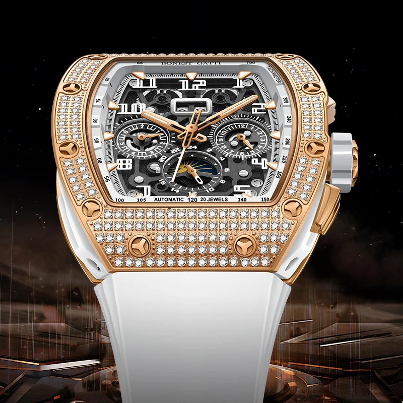 

Мужские часы BONEST GATTI с бриллиантами, модные, роскошные, многофункциональные, с сапфировым стеклом, немецкий бренд, наручные часы