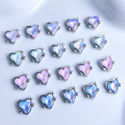 10pc Luxury Crystal Heart Nail Art Charms Alloy Cross Jewelry Nail Rhinestones Ornament 3D Nail Art Decors DIY