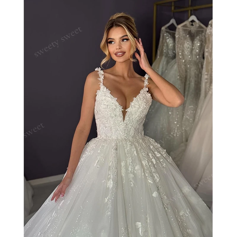 Square Collar Romantic Wedding Dress Organza With Embroidery Ballgown A-Line Sleeveless Customized Bride Button Vestido De Novia