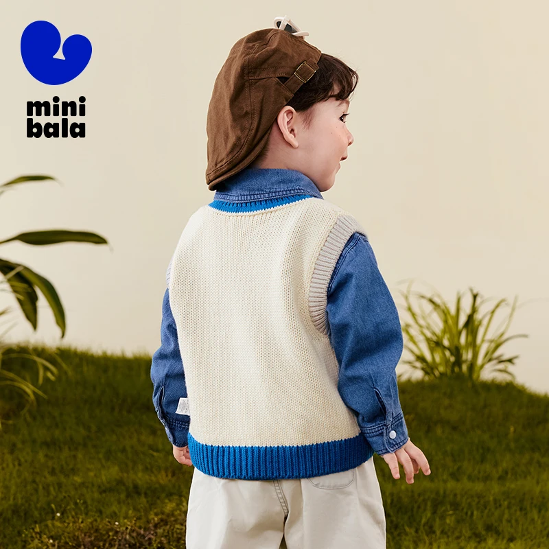 سترة أطفال صغيرة بالا 2025 شتاء جديد لطيف نمط التطريز متماسكة بلا أكمام #6