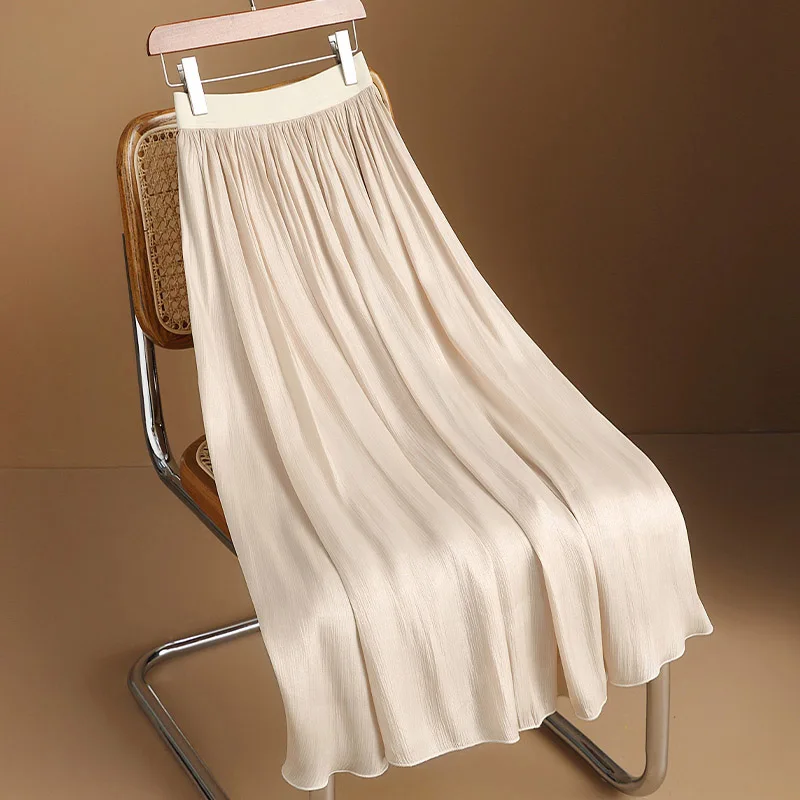 レーススカート カジュアル 軽量 夏服 ファッション スリム ミディ マキシ アウター レディース ポエティック リネン シルク トップス ラウンドネック オルト S...