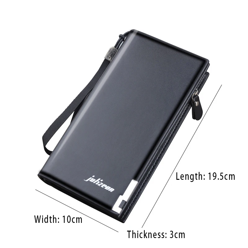 Long Clutch Men PU Leather Zipper Hasp Cell Phone Bag Card Holder Coin Pocket Large Capacity Multifunctional Handbag Business