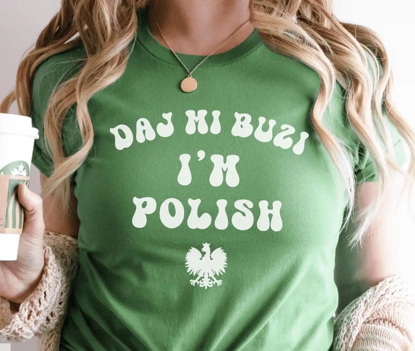 Daj Mi Buzi I m Polish T Shirt Funny Saint Patricks Day for Women Girls Cute Eagle Kiss Me