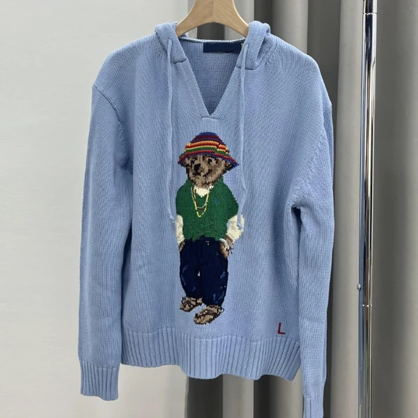 

Pure Cotton Long Sve Knitted Sweater Cartoon Embroidery Loose Fit Briti Sle Anti-Aging Autumn Winter Top