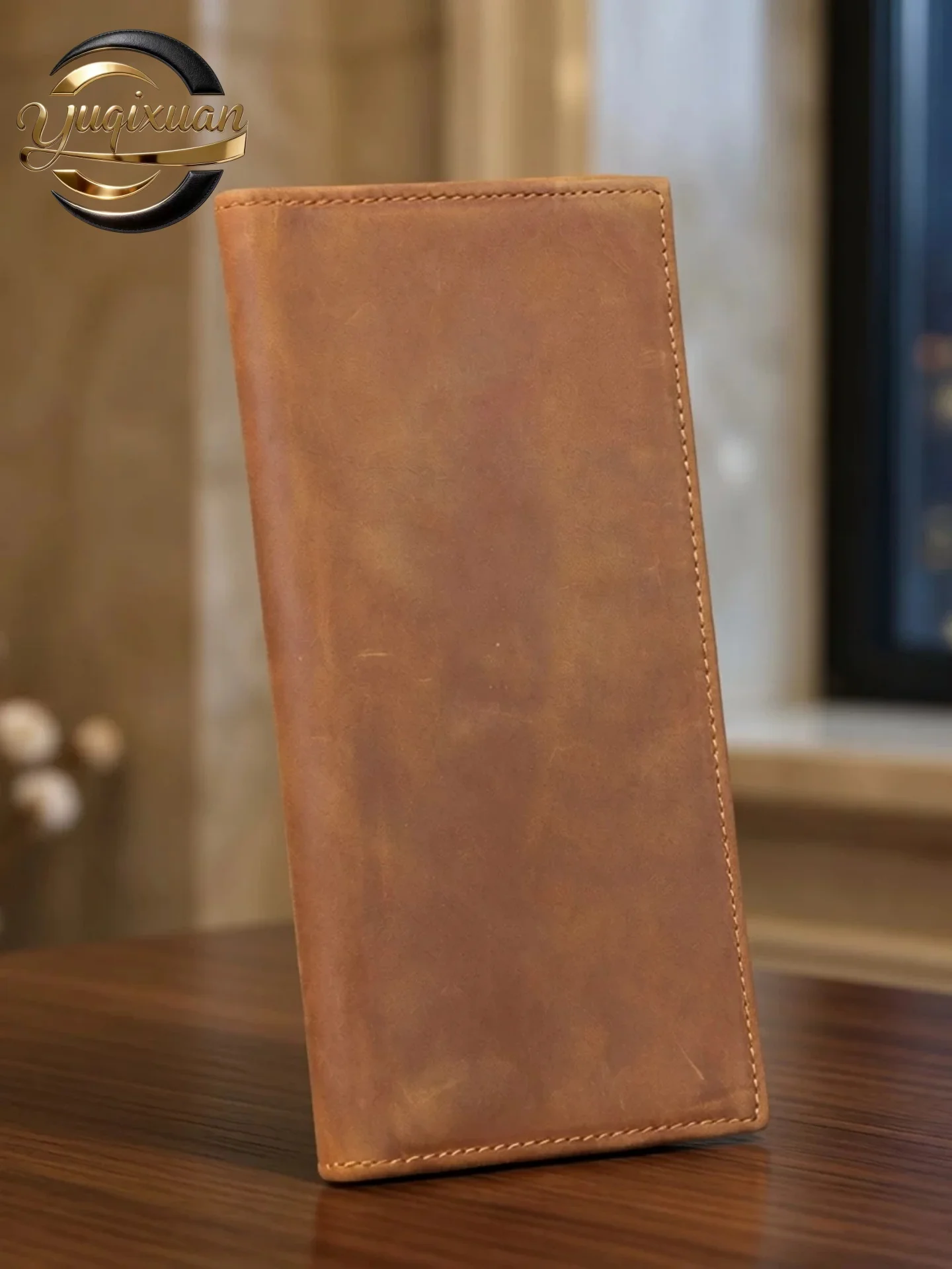 yuqixuan-retro-long-wallet-men's-genuine-mad-leather-multi-card-slot-money-clip-simple-mobile-phone-bag-leather-goods