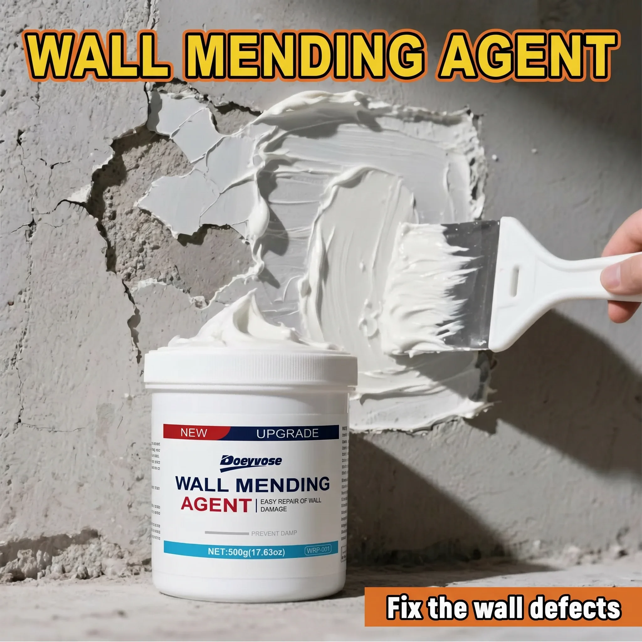 Image of Doeyvose Wandreparaturcreme, Reparaturmittel für Trockenbauwände, zum Ausbessern von Rissen, Nagellöchern, abblätterenden Stellen, Graffiti und Lücken, mit Schaber