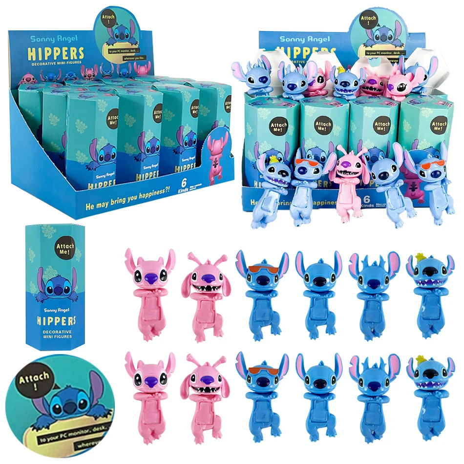 Disney Stitch Lie Prone Series Box Car Phone Toy Doll Decoration Stitch Mysterious Box Sonny Angel For Kid Birthday Gift