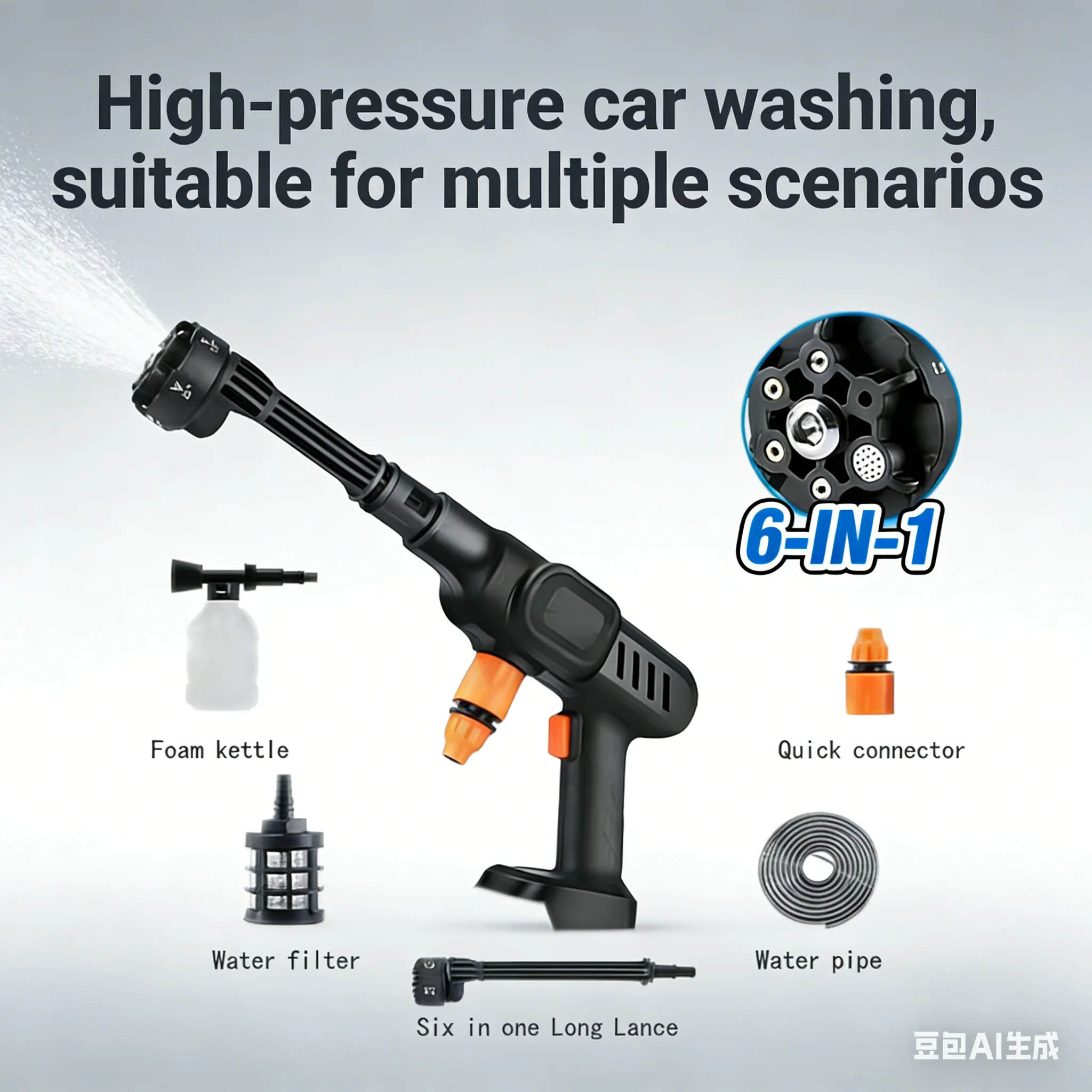 Car Wash High Pressure Washer Water Gun Car Accessory Cleaner Auto Home Garden Cleaning Machine Fit Makita 18v No Battery Pin