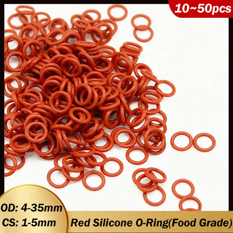 Red Silicone O Ring OD 4mm–35mm CS 1/1.5/2/2.4/3/3.5/4/5mm Silicone Sealing Ring Waterproof Insulated Gasket Plumbing Gasket