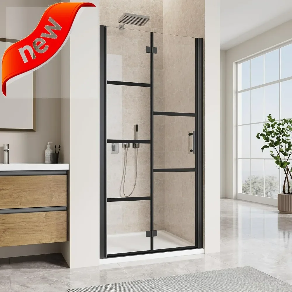 

72-Inch High Foldable Bifold Shower Door with 6mm Clear Tempered Glass, Easy-Clean and Anti-Fog Features