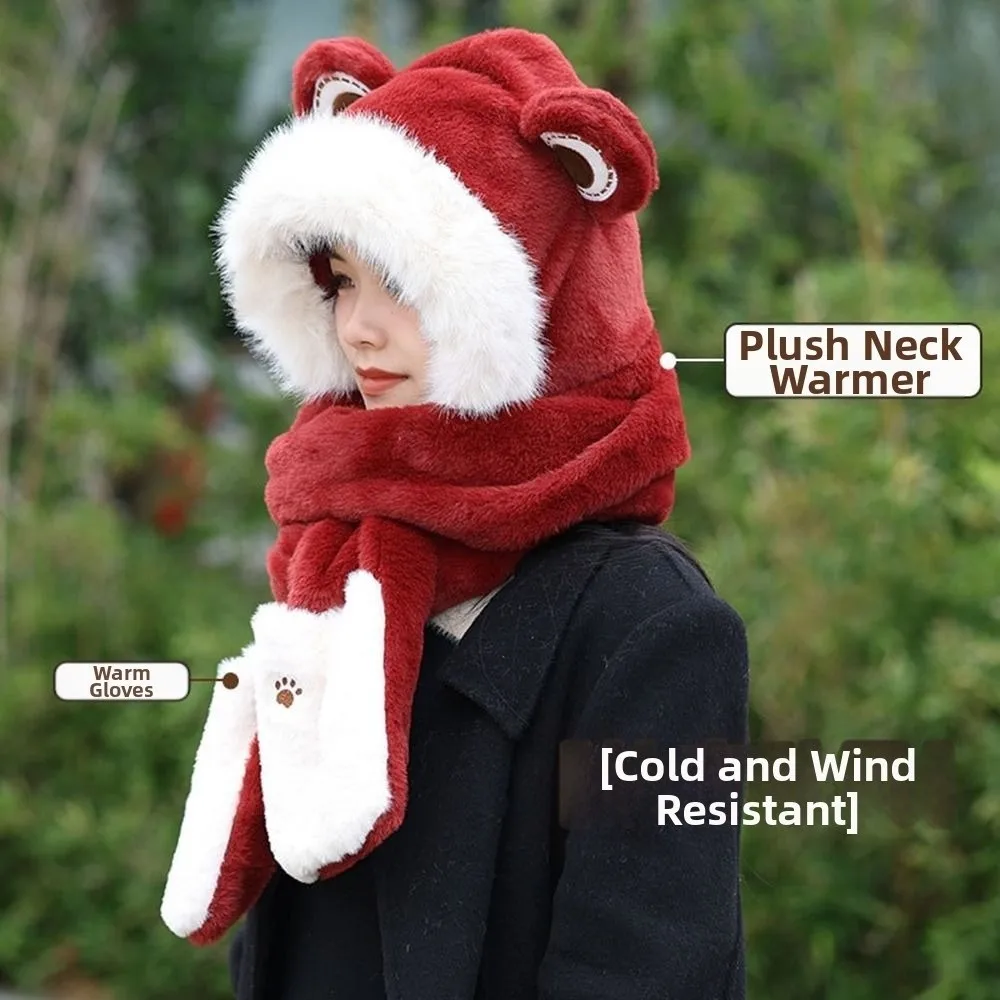 أزياء الشتاء بالاكلافا قطعة واحدة مقنعين قبعة وشاح قبعة سميكة الشتاء اكسسوارات طوق الرقبة الشتاء #5