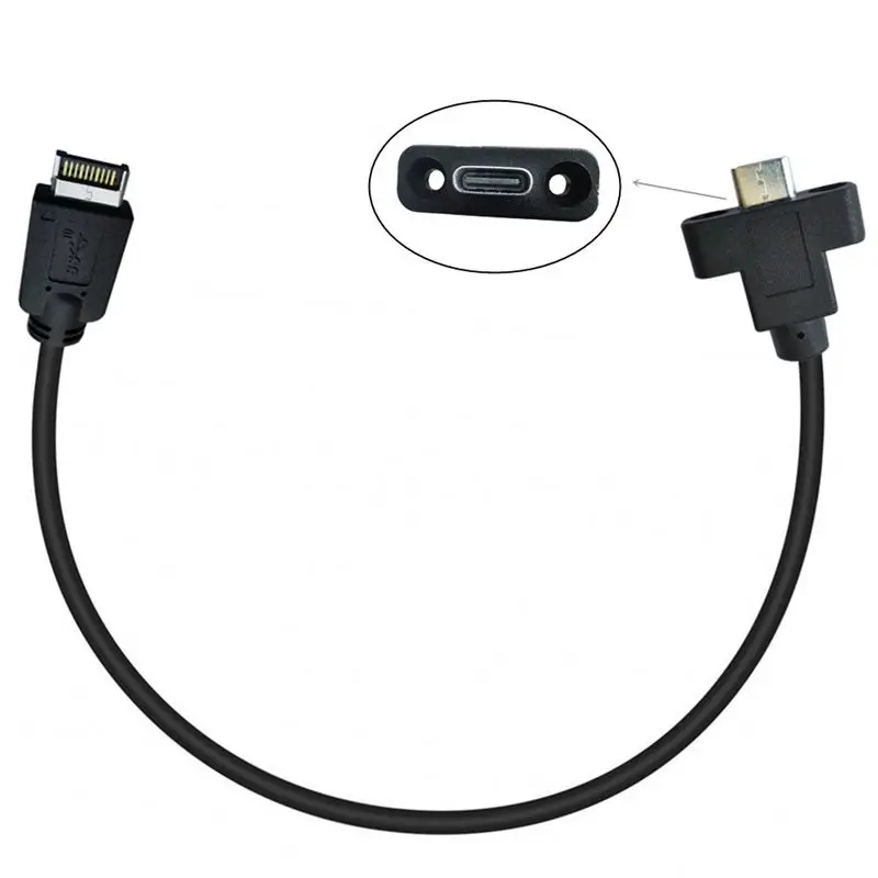 0.3m USB 3.1 Type E to USB Type-C Male Panel With Fixed Hole 10Gbps Connection Cable Gen2 Chassis Built-In Cable