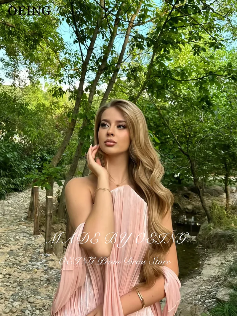 OEING Charmoso vestido de baile linha A sem alças pregas franzidas babados até o chão vestidos de noite فساتmaveraPersonalizzato