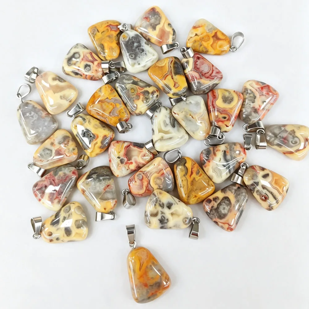 50pcs Fashion Natural Crazy agate Ladder-shaped Stone Pendants Charms For Necklaces Gifts Jewelry Making Wholesale Free Shipping
