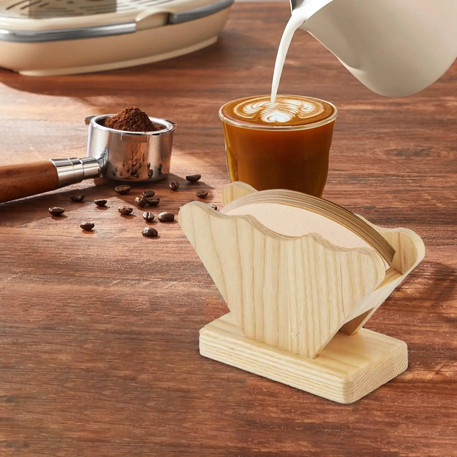 Coffee Filter Paper Holder Wooden Home Decor Reusable Office Dispenser Rack