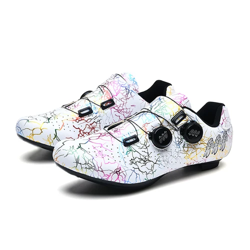 Imagen 2 del producto Zapatos deportivos de ciclismo para hombre y mujer, calzado antideslizante de goma, de cuero PU, transpirable, al aire libre para carreras, botas de bicicleta, Unisex