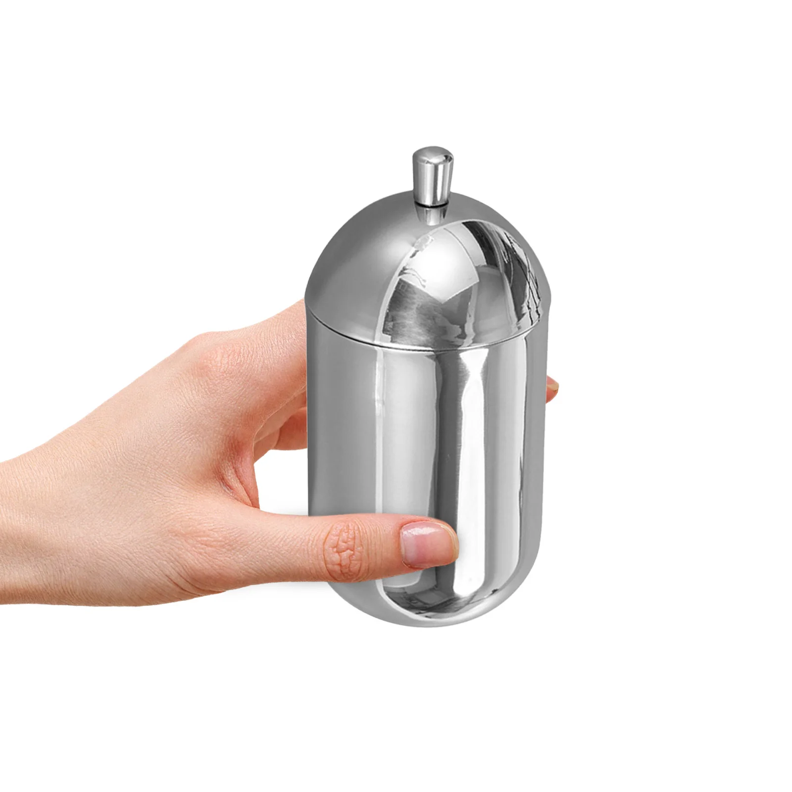 

Cotton Swab Box Stainless Steel Dustproof Storage Case for Makeup Cotton Dental Floss Organizer Compact Metal Container Desktop