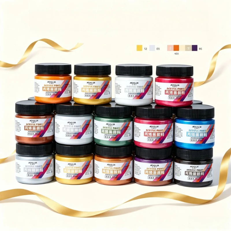 100ml Pearlescent Acrylic Paint Metallic Color Gold Silver Waterproof Pigment Aluminum Foil Sealed for DIY Art Hand Painting