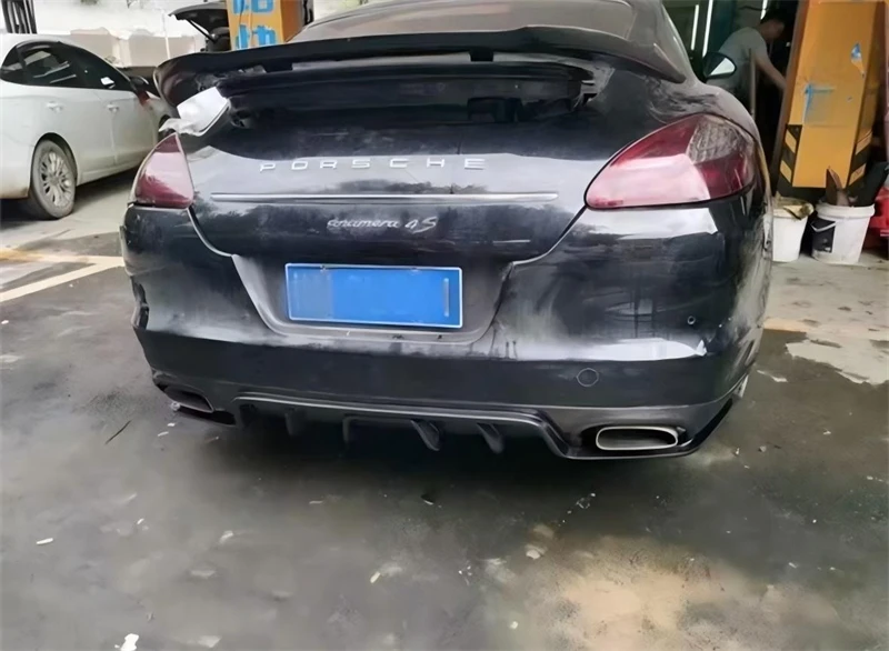For Porsche Panamera 2010 2011 2012 2013 ReaI Carbon Fiber Bumper Rear Lip Spoiler Kit