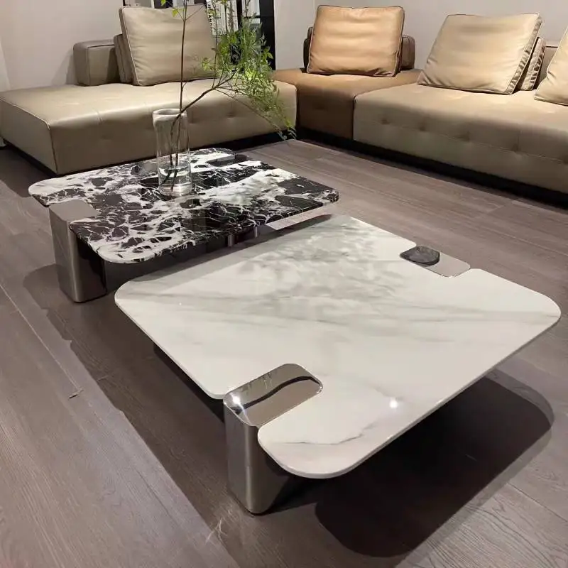 Extendable Designer Coffee Table Style Irregular Minimalist Luxury Coffee Table Modern White Meuble Salon Living Room Furniture