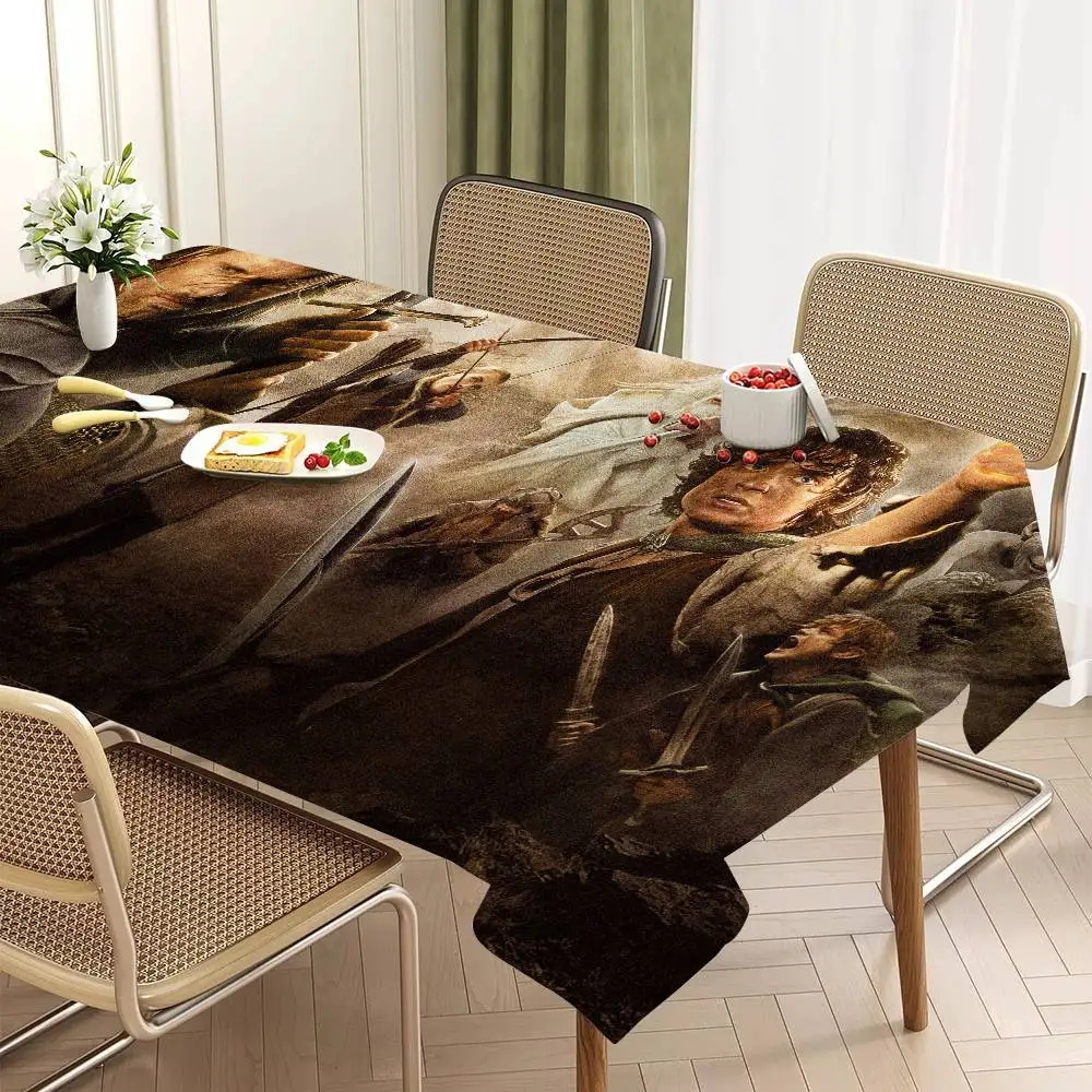 Movie L-Lord O-Of T-The Rings Table Stain Resistant Decorative Washable Polyester Tablecloths for Dining Table Parties