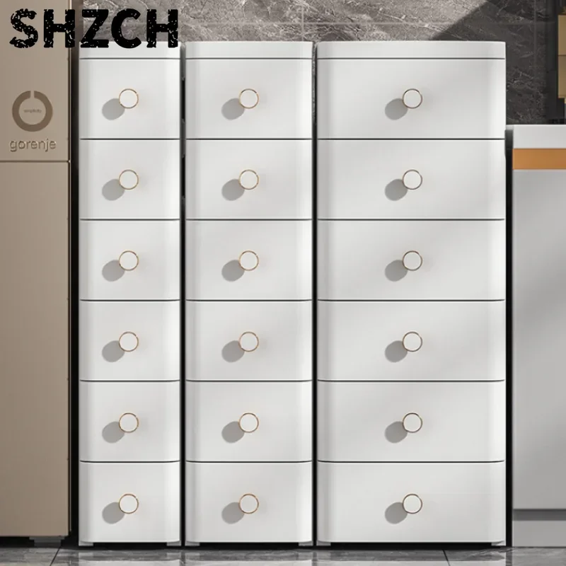 Modern Plastic Cabinet for Bedside Drawer Type Narrow Side Bathroom Cabinet Creative Cabinets for Laundry Room