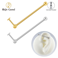 Right Grand ASTM F136 Titanium Unique Industrial Piercing 14G Straight Barbell Cartilage Helix Industrial Earring Body Jewelry