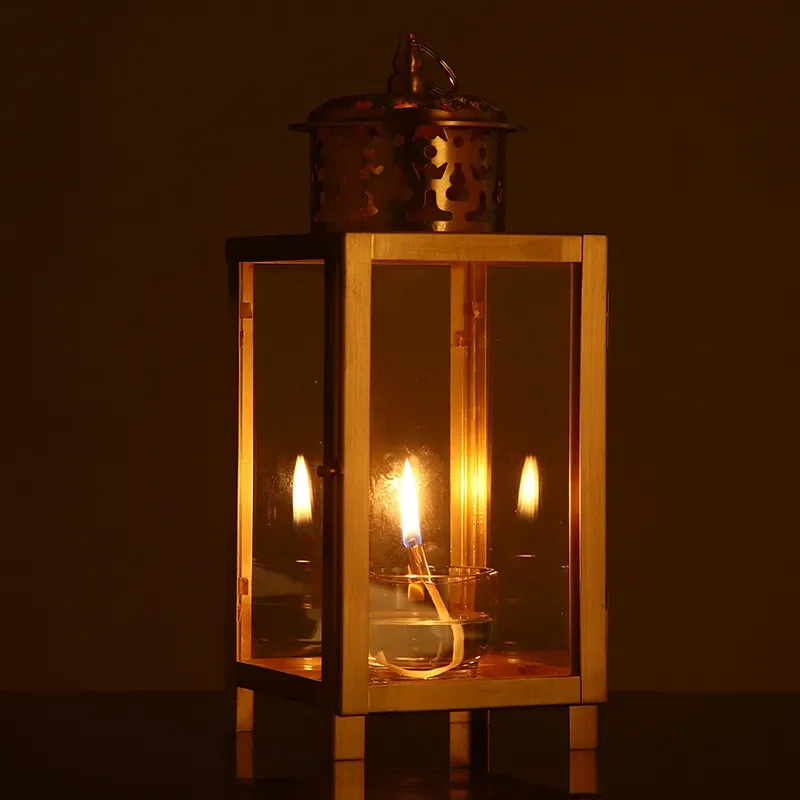 Thickened Brass Glass Sky Lamp Buddhist Hall Indoor Lighting Ornament Changming Ghee Lamp Wholesale Direct From Manufacturer
