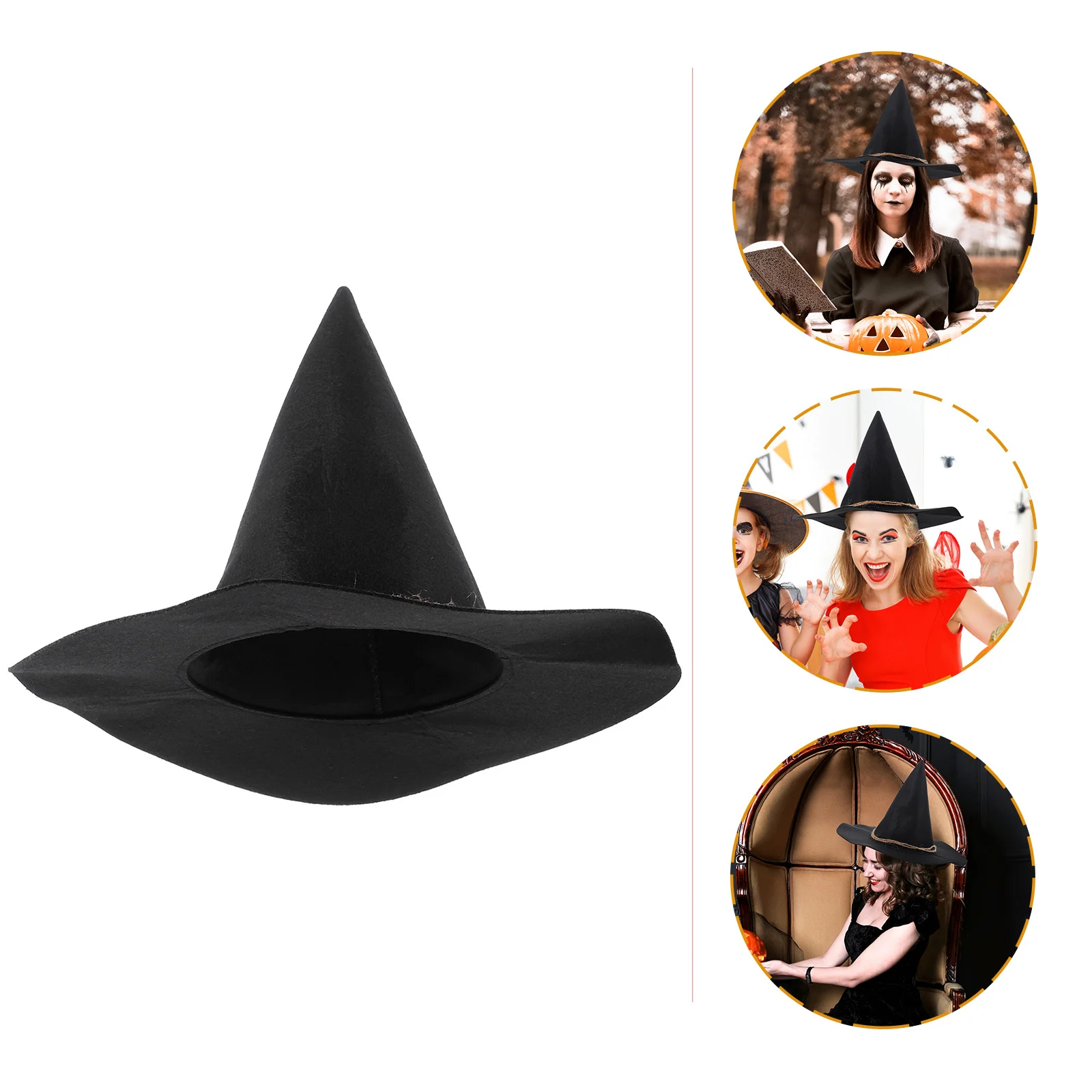 

Halloween Witch Hat Elegant Style Supple Satin Material Comfortable Wearable Cosplay Halloween Party Decoration Photo Prop