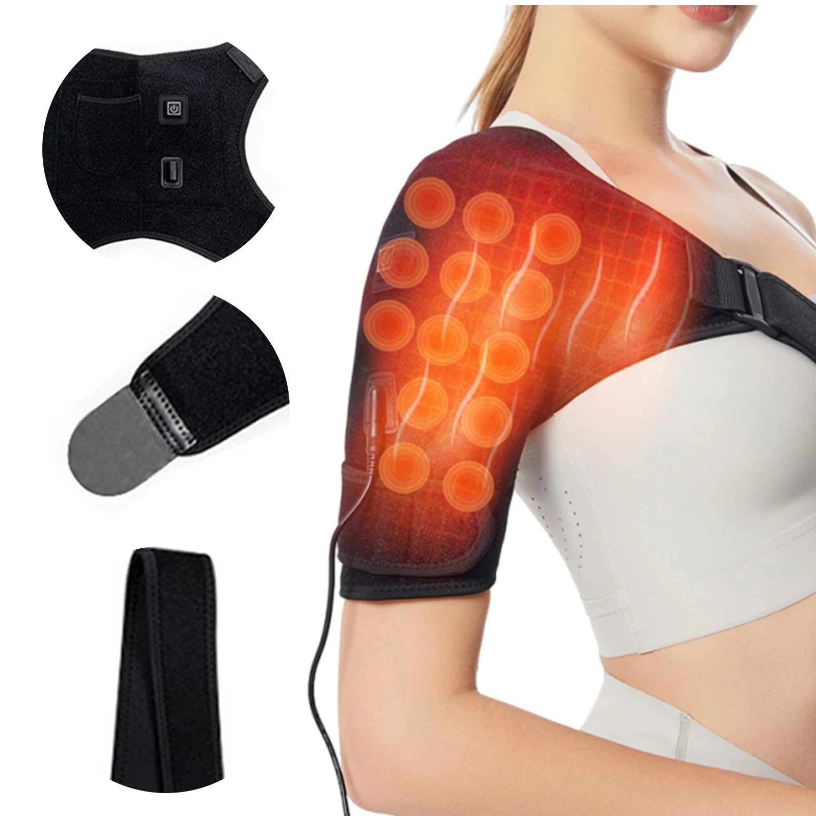

Heated Shoulder Pad with 3 Heat Levels Portable Shoulder Support Heat Pad Heated Shoulder Wrap for Men Women Seniors Home Use