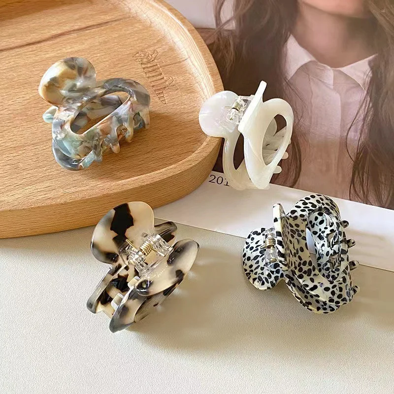 Acetate Retro Back Of The Head Half Tie Hair Clip Top Clip Side Clip New Leopard Hollow Bangs Clip Hundred Hair Grip