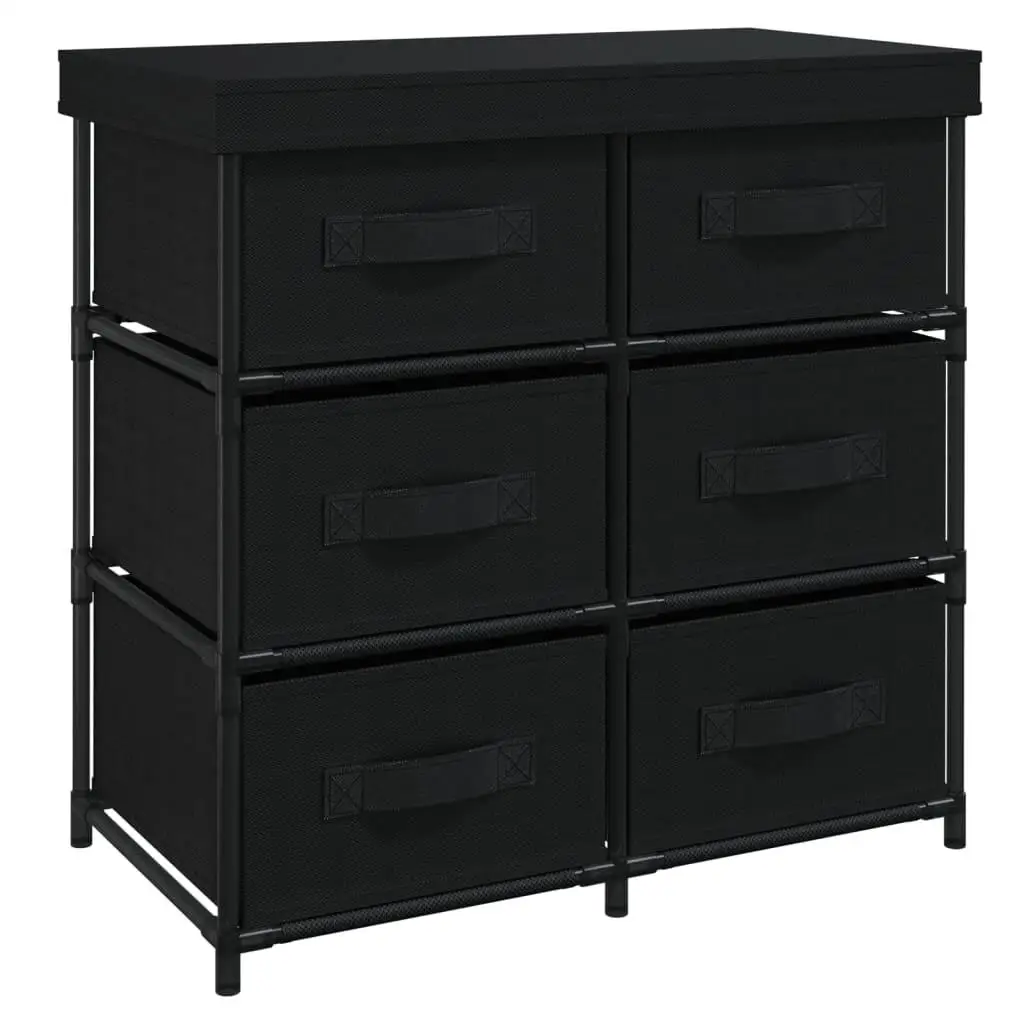 6-Drawer Storage Cabinet, 55x29x55 cm, Black Steel - Durable and Stylish Organizer