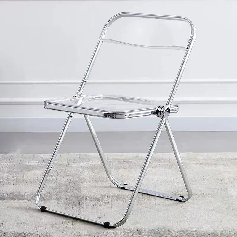 Chaise Pliante en Acrylique Transparent, Cadre en Acier Inoxydable, Design Ergonomique, Tabouret d'Assistance pour délégations et Restaurant Moderne