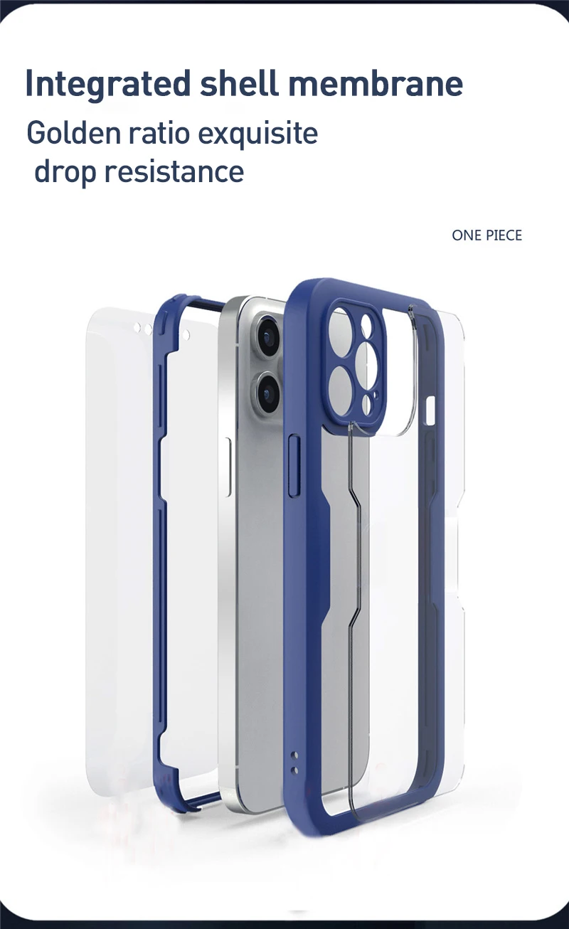Luxuriöse 360°-Vollschutz-Hülle für iPhone 18 17 16 15 14 13 11 12 Pro Max XS 7 Plus, durchsichtige Vorder- und Rückseite, Silikon-Bumper, stoßfeste Abdeckung – Detail 7