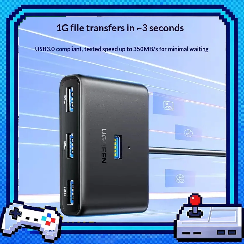 UGREEN 15697 CM688 USB 3.0 Hub 1m 4-Port High-Speed Splitter Adapter for Laptop Desktop PC
