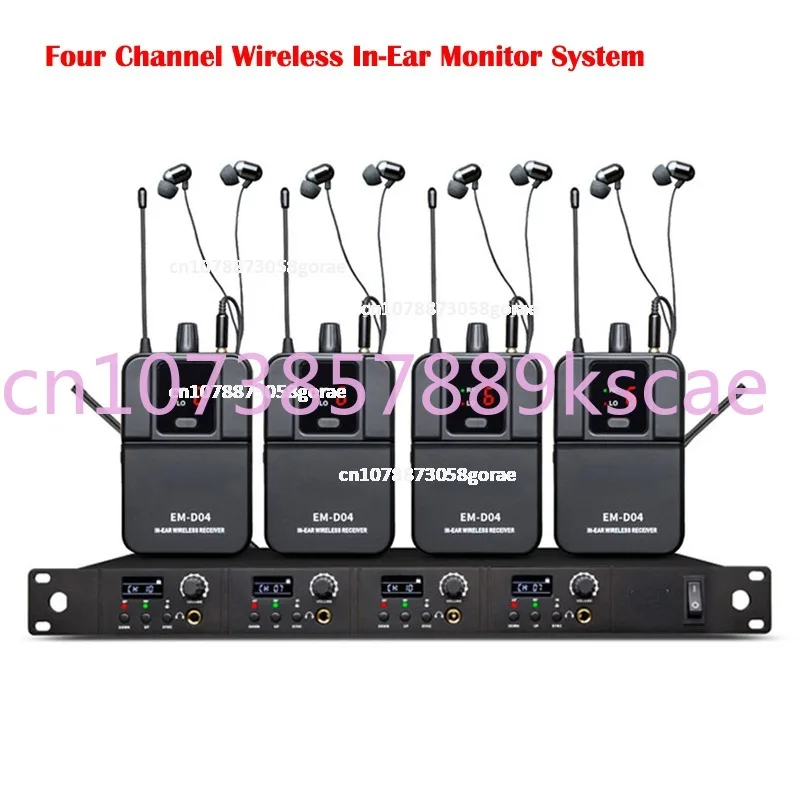 EM-D04 Wireless In Ear Monitor System 4 Channels Transmitter Host With 4 Bodypack Receivers For Stage Performance Return