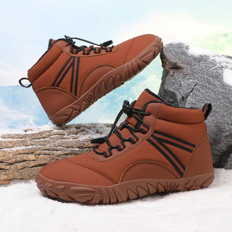 New Winter Booties Outdoor Waterproof Barefoot Boots For Men Ankle Boots Plush Warm Snow Shoes Non-slip Casual Sneakers Big Size
